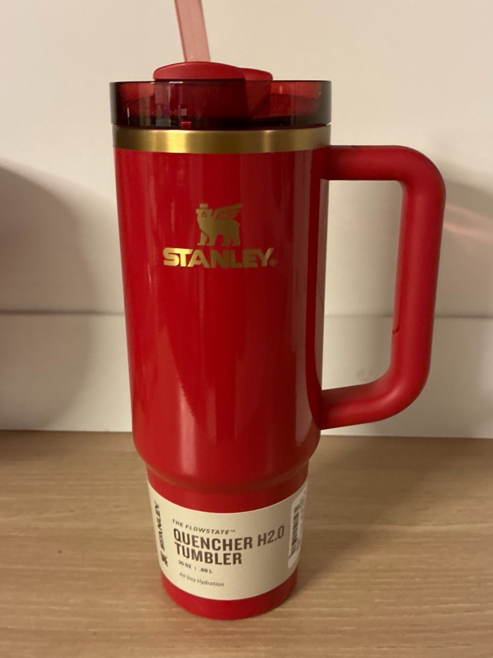 Red And Gold 30 oz Stanley Tumbler with Straw